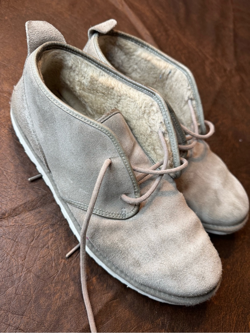 UGG Light Grey Suede Maksim Lace-Up Ankle Boots